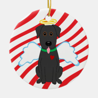 Ornement noir de chien de Noël d'ange de