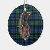 Ornement noir de monogramme de plaid de montre (Gauche)