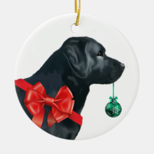Ornement noir de Noël de labrador retriever