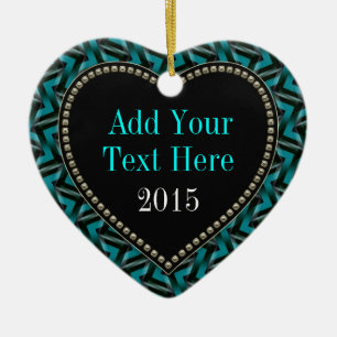 Ornement noir turquoise de forme de coeur