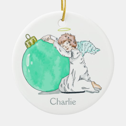 Ornement nommé fait sur commande d'ange de Noël (Devant)