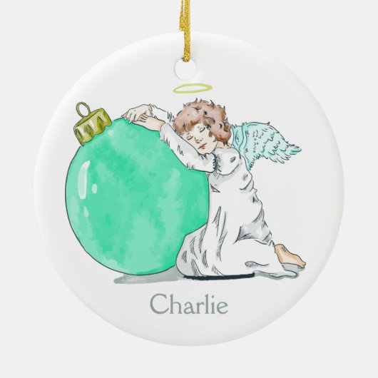 Ornement nommé fait sur commande d'ange de Noël (Dos)