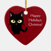 Ornement nommé fait sur commande de chaton de Noël (Devant)