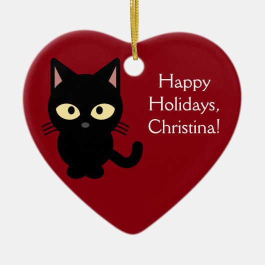 Ornement nommé fait sur commande de chaton de Noël (Devant)