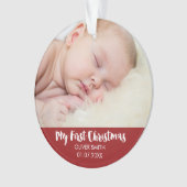 Ornement nouveau-né de vacances de photo de bébé (devant)