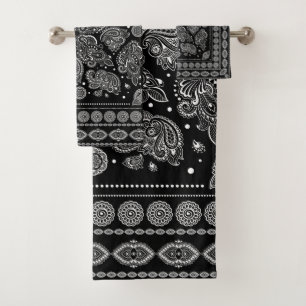 Ornement oriental de Paisley noir et blanc