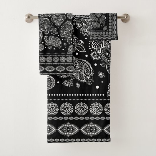 Ornement oriental de Paisley noir et blanc (En situation)