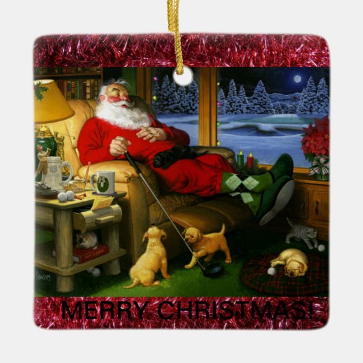 Ornement orienté de Noël de golf en céramique (Devant)