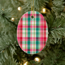 Ornement ovale à carreaux de Noël rétro