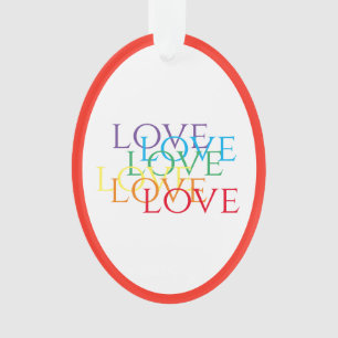 ORNEMENT Ovale acrylique RAINBOW LOVE - Rouge