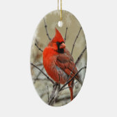 Ornement ovale comportant un cardinal de mâle (Droite)