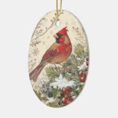 Ornement ovale de Noël Cardinal (Gauche)