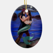 Ornement ovale des Caraïbes de Noël de sirène et (Dos)