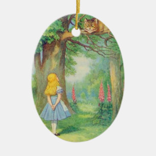 Ornement Ovale En Céramique Alice et la couleur de chat de Cheshire