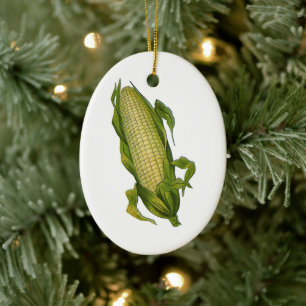 Ornement Ovale En Céramique Aliments anciens, légumes sains, maïs en épi