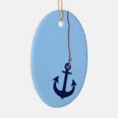 Ornement Ovale En Céramique ancre bleu marine (Droite)