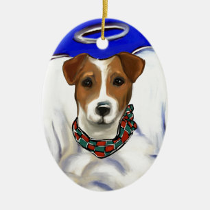 Ornement Ovale En Céramique Ange Jack Russell Terrier