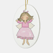 Ornement Ovale En Céramique Ange rose (Gauche)