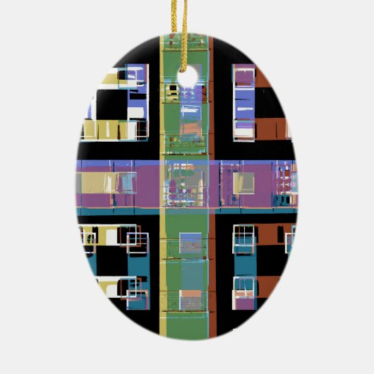 Ornement Ovale En Céramique Appartements de ville la nuit (Dos)