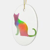 Ornement Ovale En Céramique Aquarelle Chat Silhouette (Gauche)