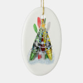 Ornement Ovale En Céramique Arbre de Noël Kayak (Droite)