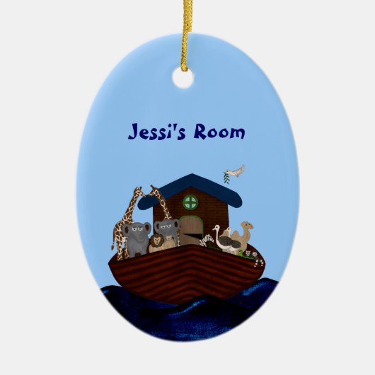 Ornement Ovale En Céramique Arche de Noé (Devant)