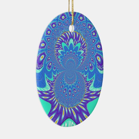 Ornement Ovale En Céramique Art bleu moderne (Droite)