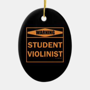 Ornement Ovale En Céramique Attention! Violoniste étudiant !