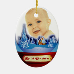 Ornement Ovale En Céramique Baby First Christmas Globe