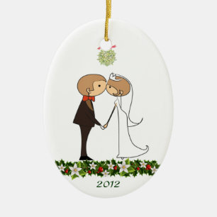 Ornement Ovale En Céramique Baisers des couples
