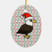 Ornement Ovale En Céramique Bald Eagle Père Noël (Devant)