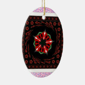 Ornement Ovale En Céramique Beau rose Bleu Blanc Coeurs d'amour Design (Droite)