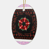 Ornement Ovale En Céramique Beau rose Bleu Blanc Coeurs d'amour Design (Gauche)