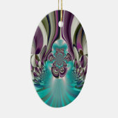 Ornement Ovale En Céramique Belle impression Angélique Purple et Cyan Abstrait (Droite)