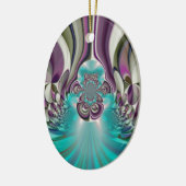 Ornement Ovale En Céramique Belle impression Angélique Purple et Cyan Abstrait (Gauche)