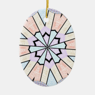 Ornement Ovale En Céramique Belle Impression Géométrique Pastel Extraordinaire