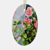 Ornement Ovale En Céramique Belle rose rose rouge roses blanc aquarelle floral (Gauche)