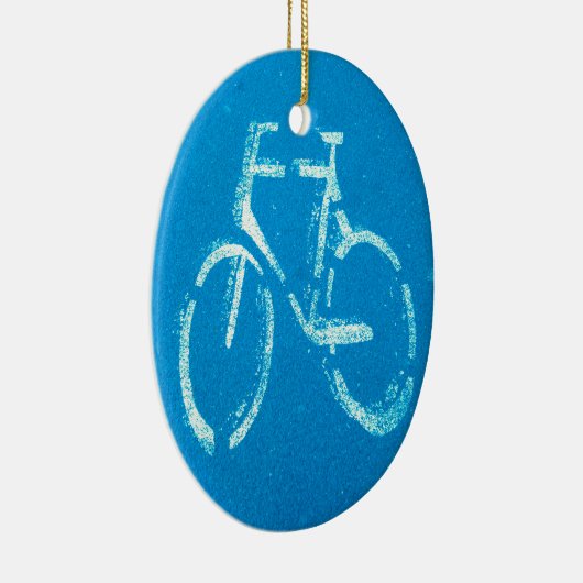 Ornement Ovale En Céramique Bicyclette Bleu Blanc, Vélos Bicyclette Signal (Droite)