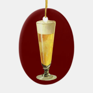 Ornement Ovale En Céramique Bière pression haute vintage, boisson alcoolisée