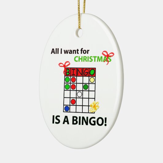 Ornement Ovale En Céramique BINGO Je veux un bingo pour Noël (Gauche)