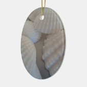 Ornement Ovale En Céramique Blanc gris, Coquillages, Sea Shell Summer Beach Lo (Gauche)