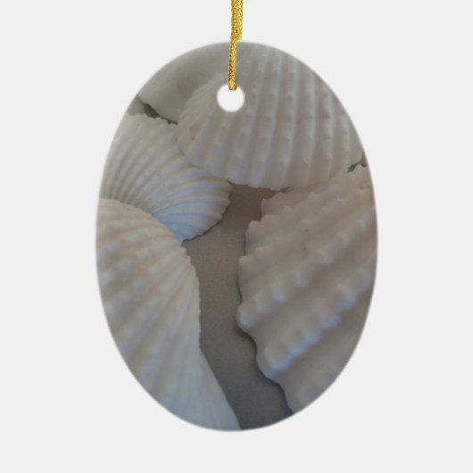Ornement Ovale En Céramique Blanc gris, Coquillages, Sea Shell Summer Beach Lo (Devant)