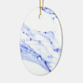 Ornement Ovale En Céramique Bleu et Marbre blanc (Gauche)