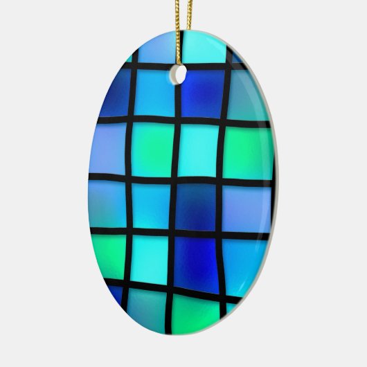 Ornement Ovale En Céramique Bleu Turquoise Vert Violet Vitrail Art (Gauche)