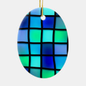 Ornement Ovale En Céramique Bleu Turquoise Vert Violet Vitrail Art (Dos)