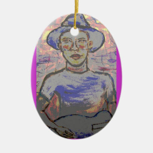 Ornement Ovale En Céramique Bluesman âcre