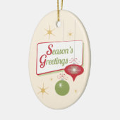 Ornement Ovale En Céramique Bonnes Fêtes Retro Noël 1950 (Gauche)