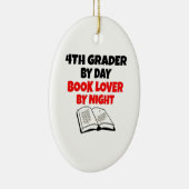 Ornement Ovale En Céramique Book Lover 4th Grader (Droite)