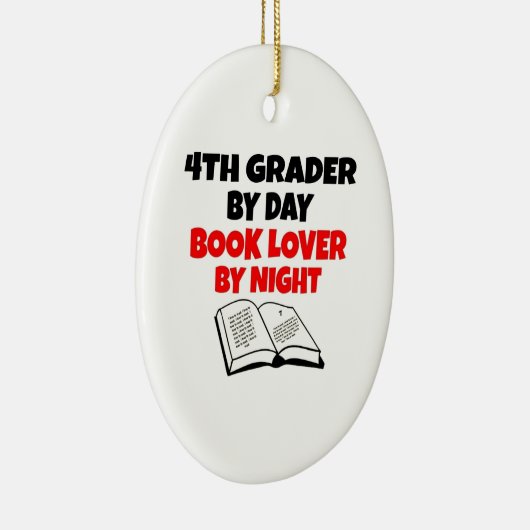 Ornement Ovale En Céramique Book Lover 4th Grader (Droite)