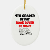 Ornement Ovale En Céramique Book Lover 4th Grader (Devant)